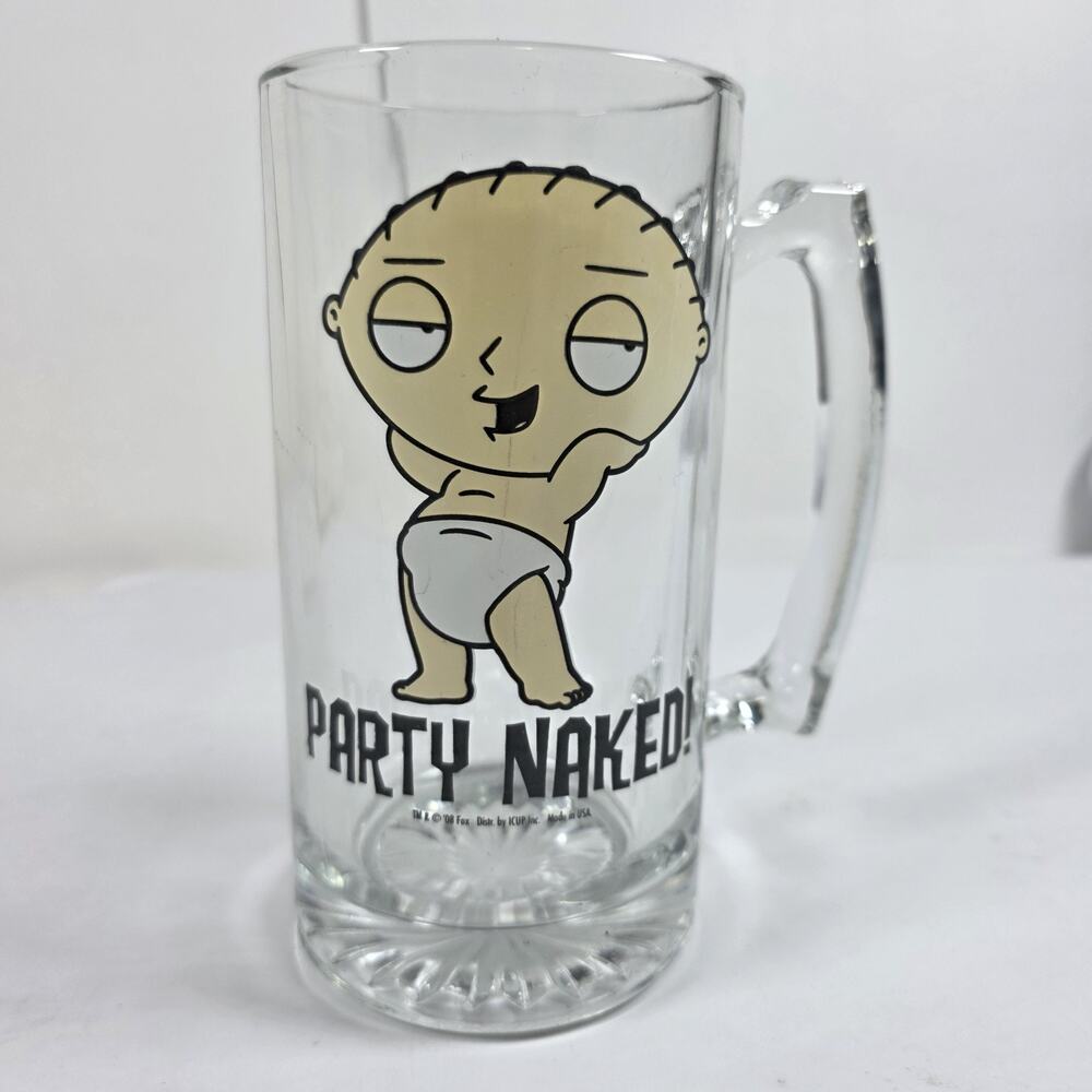 Family Guy Stewie Griffin "Party Naked" 7 Inch Beer Mug 2008 Made in USA